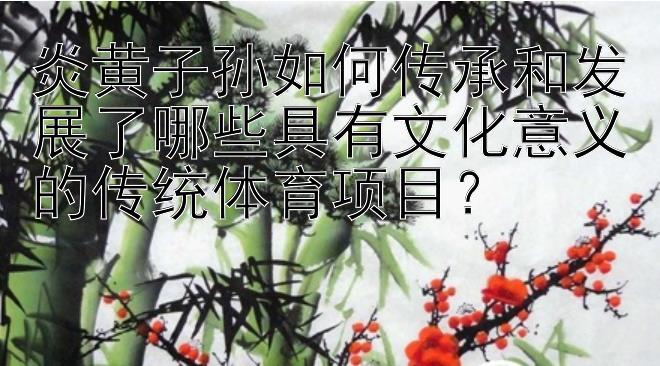 炎黄子孙如何传承和发展了哪些具有文化意义的传统体育项目？