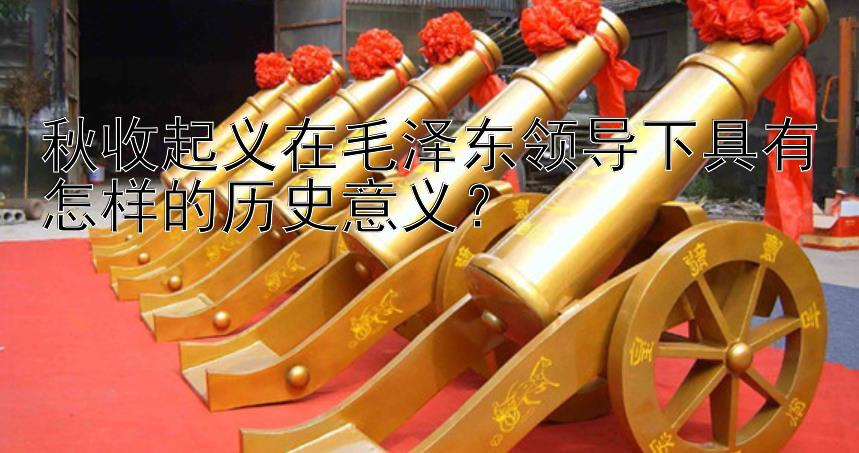 秋收起义在毛泽东领导下具有怎样的历史意义？